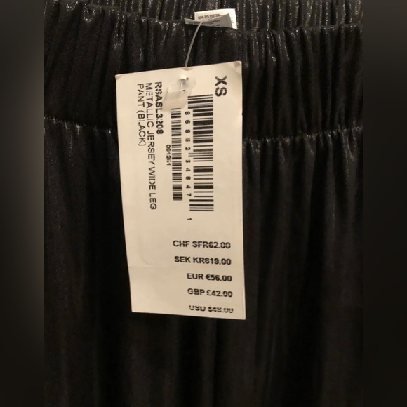 American Apparel Metallic Jersey Wide Leg Pant Black Size XS NWT - Picture 3 of 4